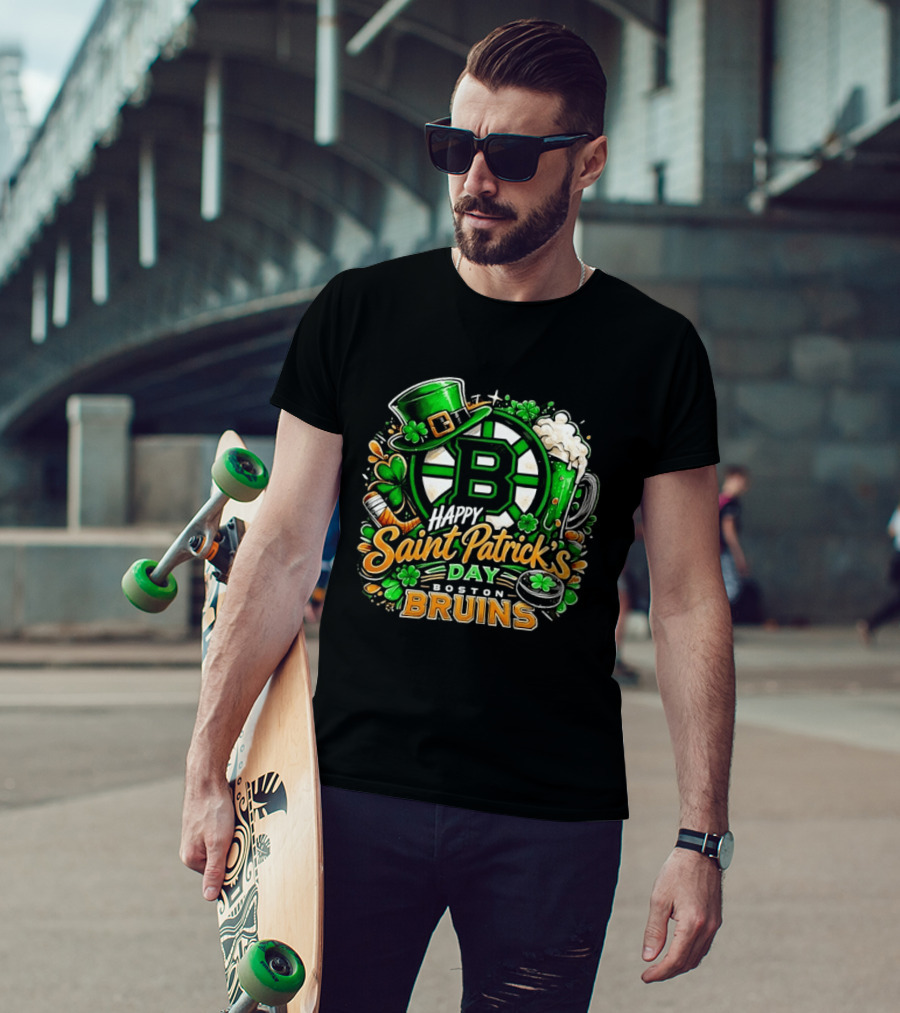 Boston Bruins St. Patrick's Day 2026 Celebration Hockey Team Florals T-Shirt