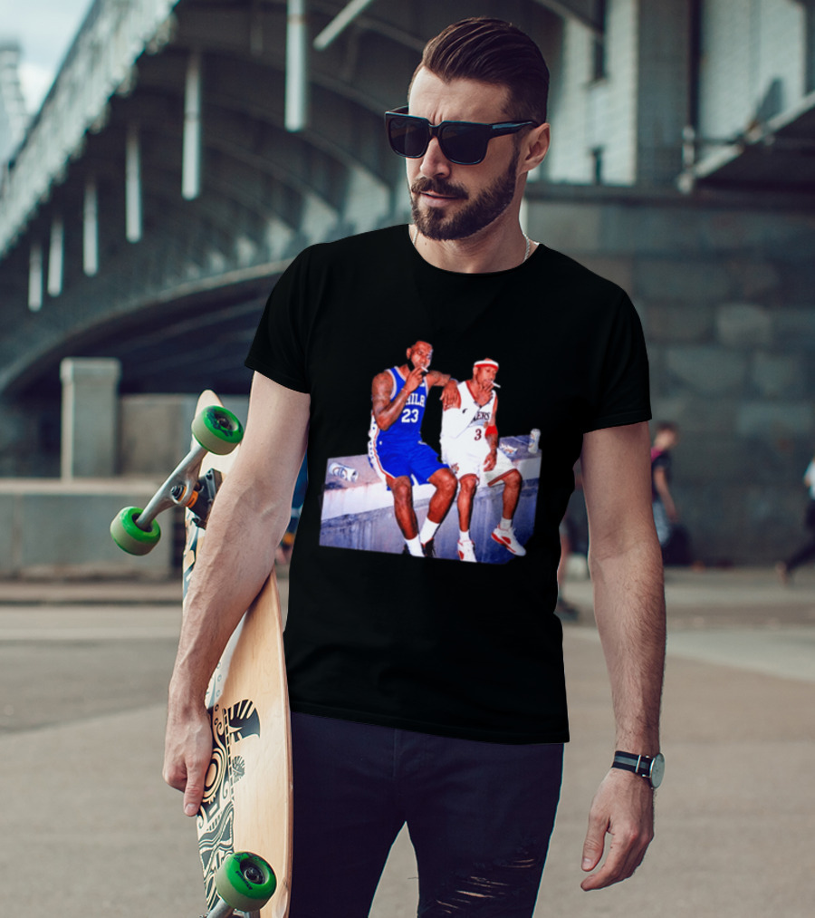 LeBron James Allen Iverson Philadelphia 76ers Smoking Scene Vintage NBA T-Shirt