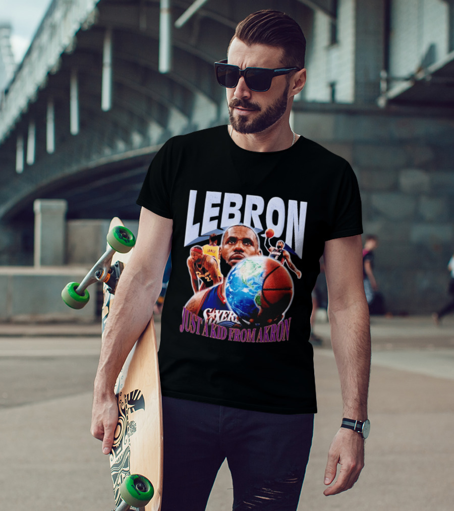 LeBron James Just A Kid From Akron Philadelphia 76ers T-Shirt