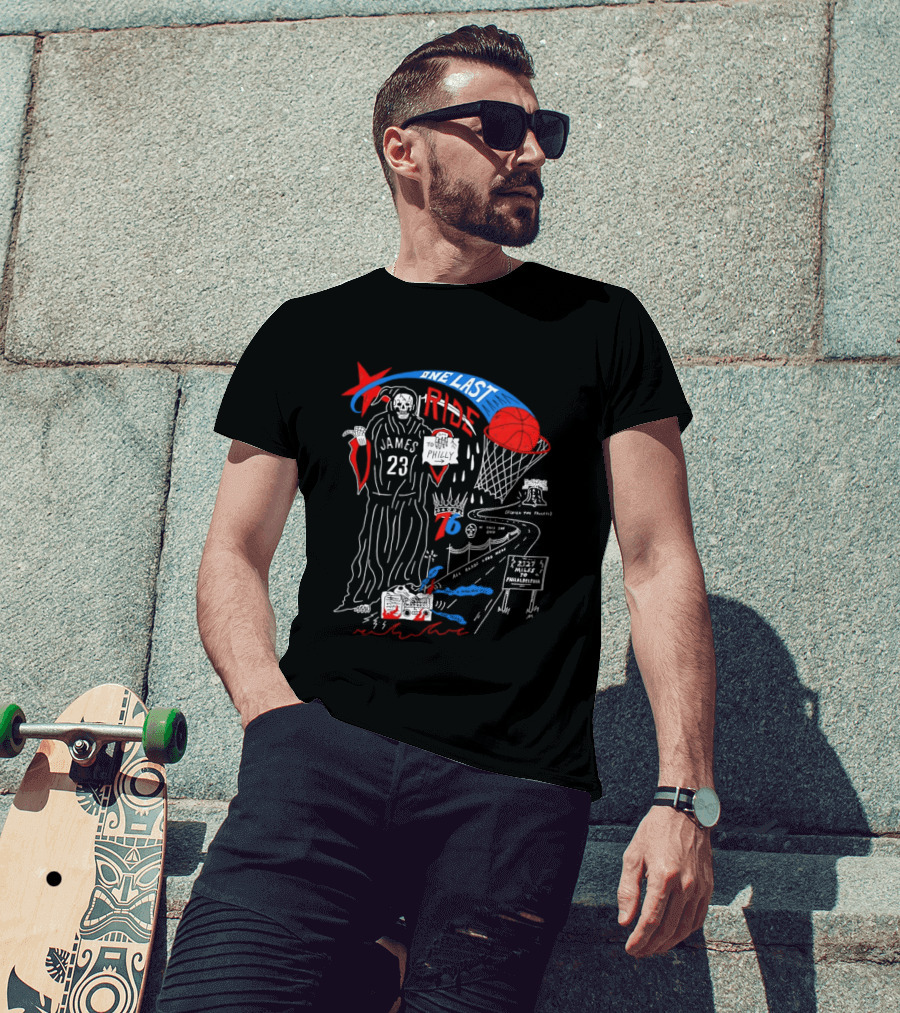LeBron James One Last Ride 23 Philadelphia 76ers Miles To Philly 2023 Liberty Bell T-Shirt