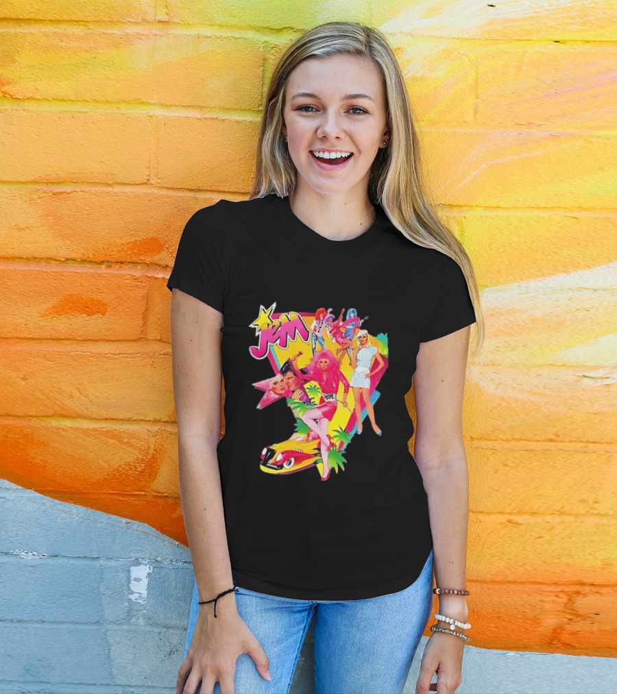 Jem 80s Cartoon Band Pop Music Star Singer Fashion Aesthetic Retro Characters T-Shirt