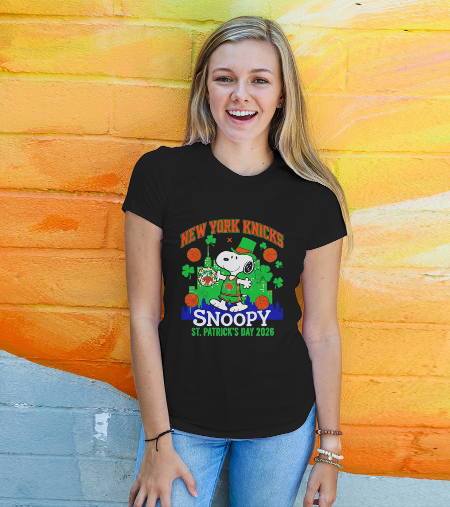 New York Knicks Snoopy St Patrick's Day 2026 Celebration T-Shirt