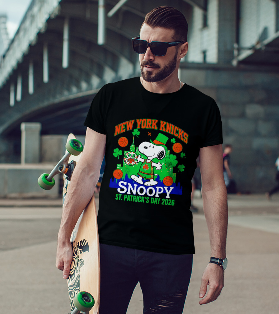 New York Knicks Snoopy St Patrick's Day 2026 Celebration T-Shirt