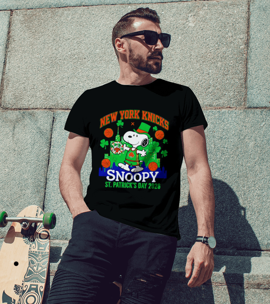 New York Knicks Snoopy St Patrick's Day 2026 Celebration T-Shirt