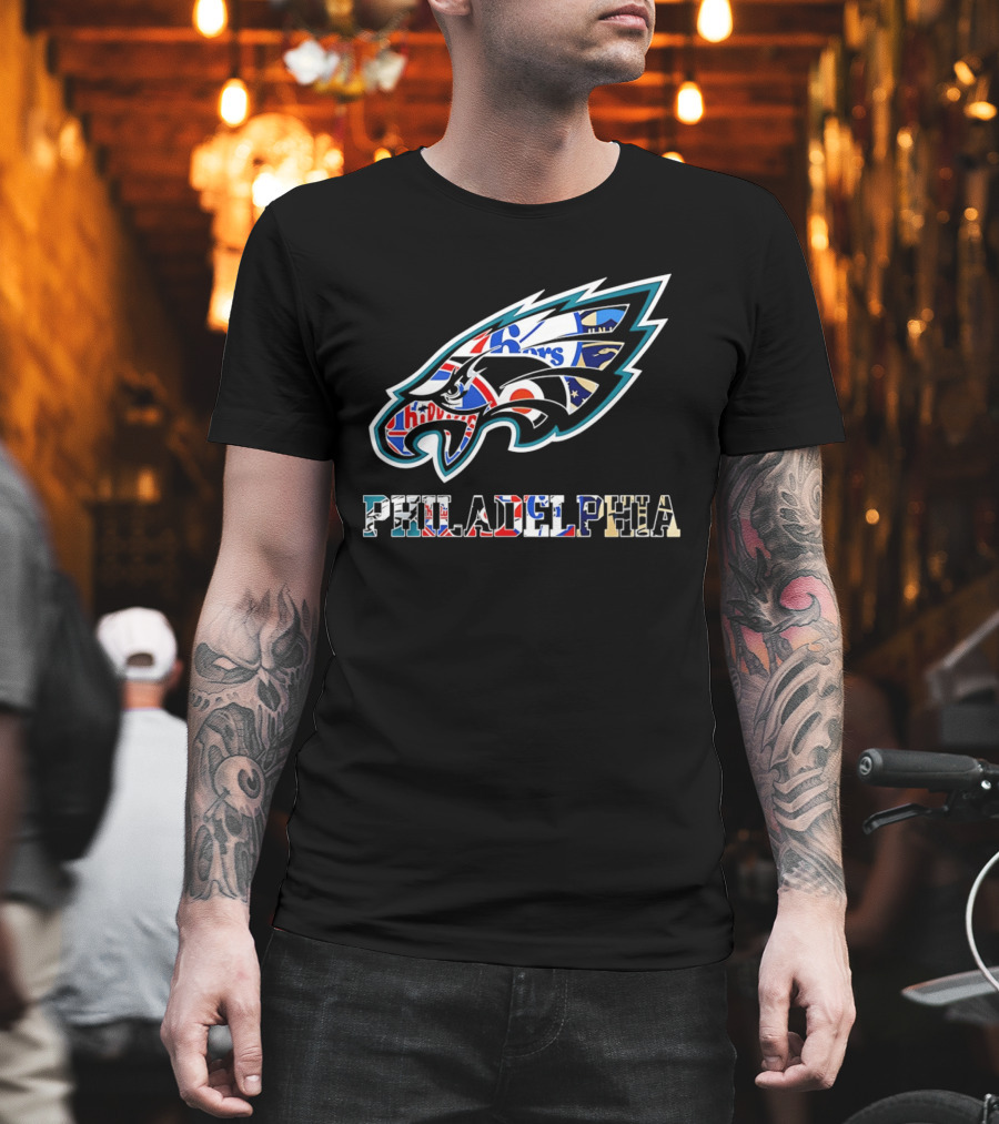 Philadelphia Eagles Phillies Flyers 76ers Team Mashup T-Shirt