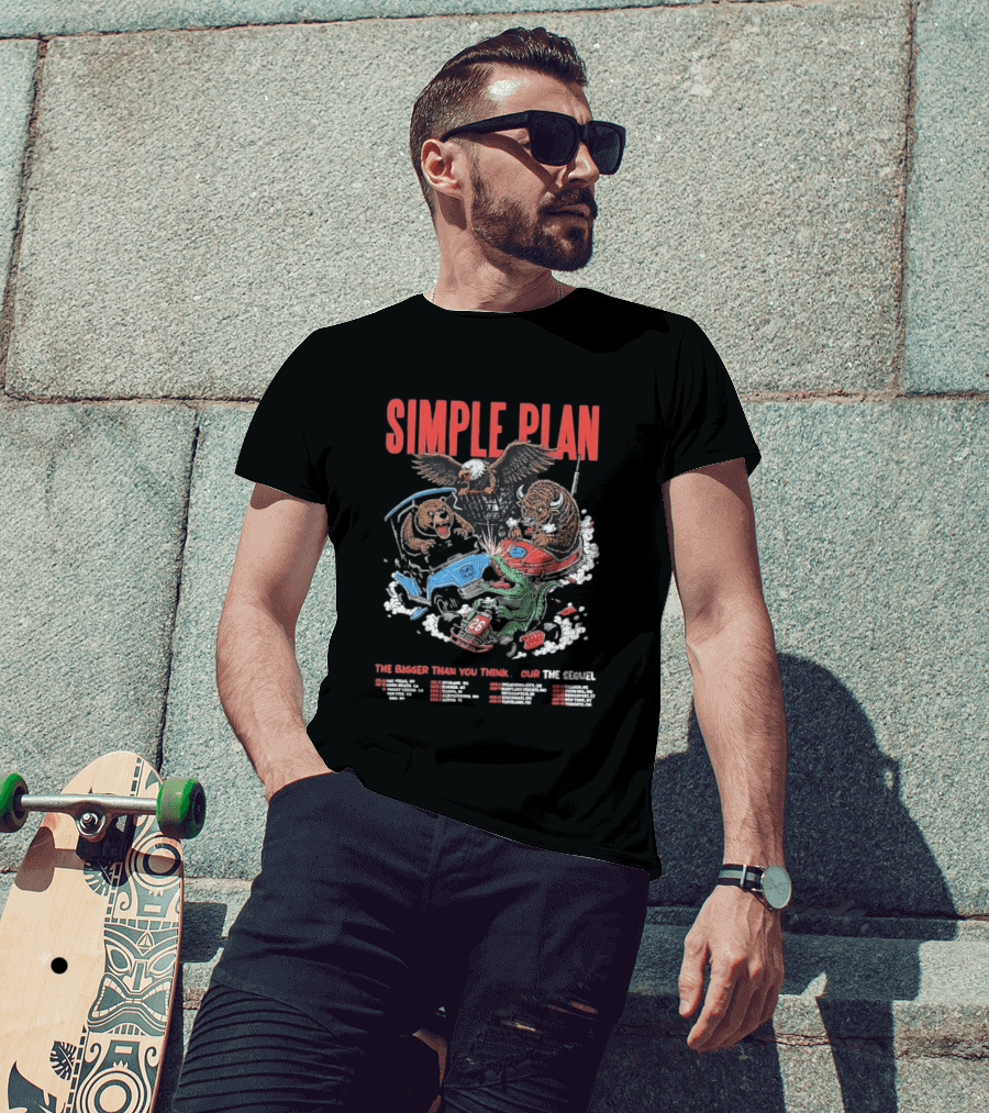 Simple Plan The Bigger Than You Think Tour 2026 Dates The Sequel Animals And Car Racing T-Shirt
