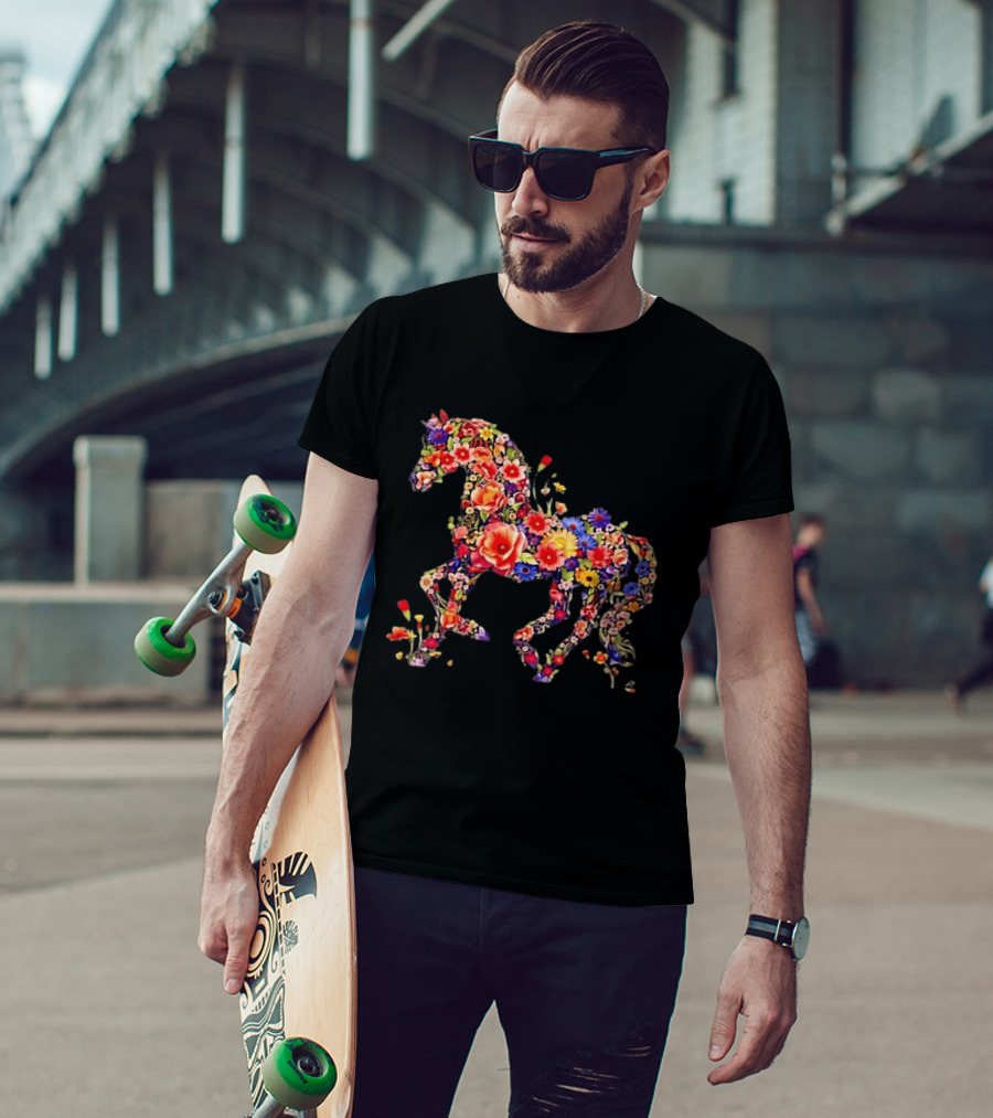 Unicorn Floral Blossoms Mythical Fantasy Animal Nature Garden Botanical T-Shirt