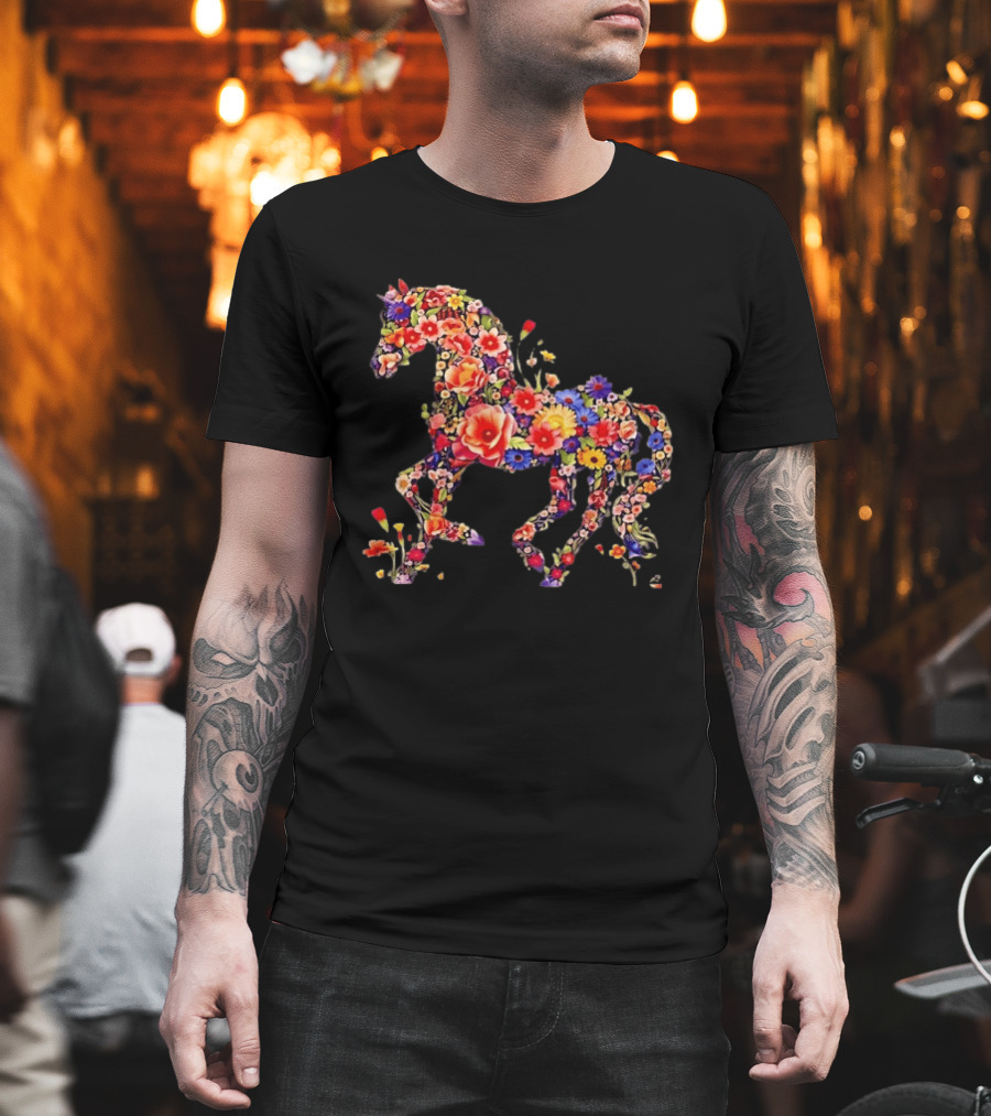 Unicorn Floral Blossoms Mythical Fantasy Animal Nature Garden Botanical T-Shirt