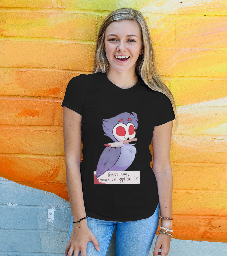 Stolas Helluva Boss Peace Was Never An Option Owl With Knife T-Shirt