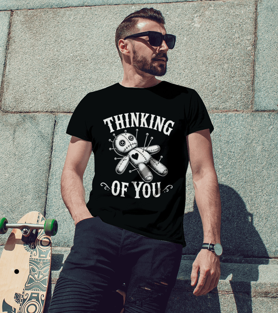Thinking Of You Voodoo Doll With Heart And Pins T-Shirt