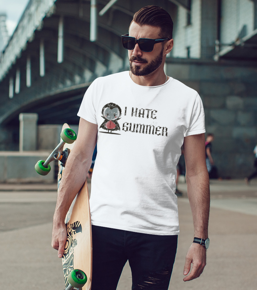 Dracula I Hate Summer Cute Vampire Comic T-Shirt