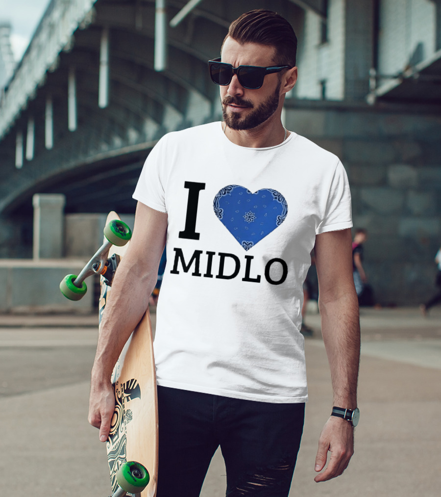 Midlo Love I Heart Blue Bandana T-Shirt
