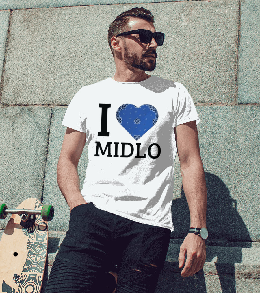 Midlo Love I Heart Blue Bandana T-Shirt