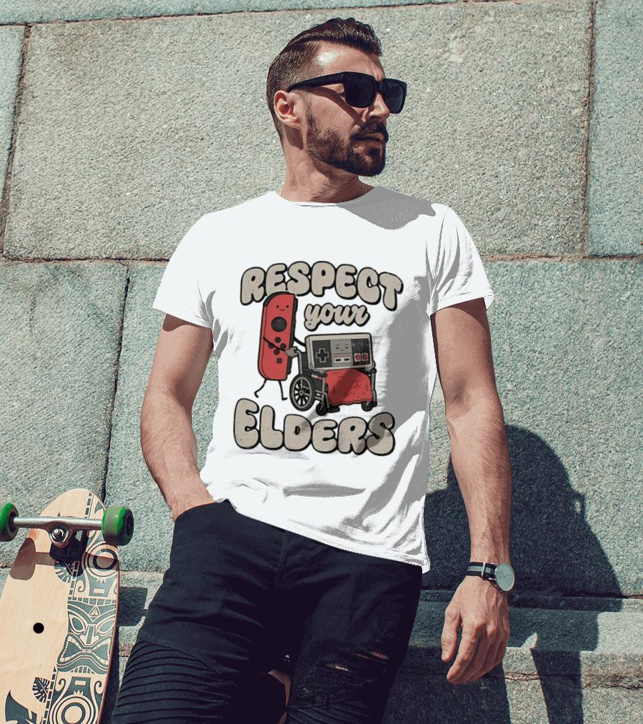 Respect Your Elders Retro Game Console Humor T-Shirt