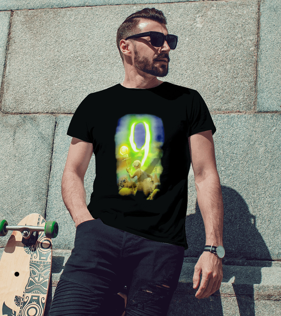 9 Movie Iconic Character With Light Bulb Staff And Gas Mask T-Shirt