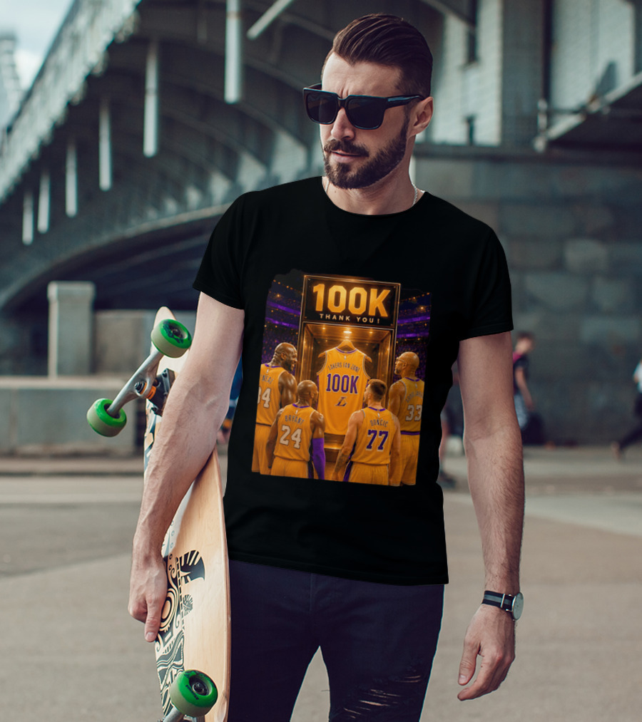 100K Thank You Lakers Fan Zone Players Shaq Kobe Abdul Jabbar T-Shirt