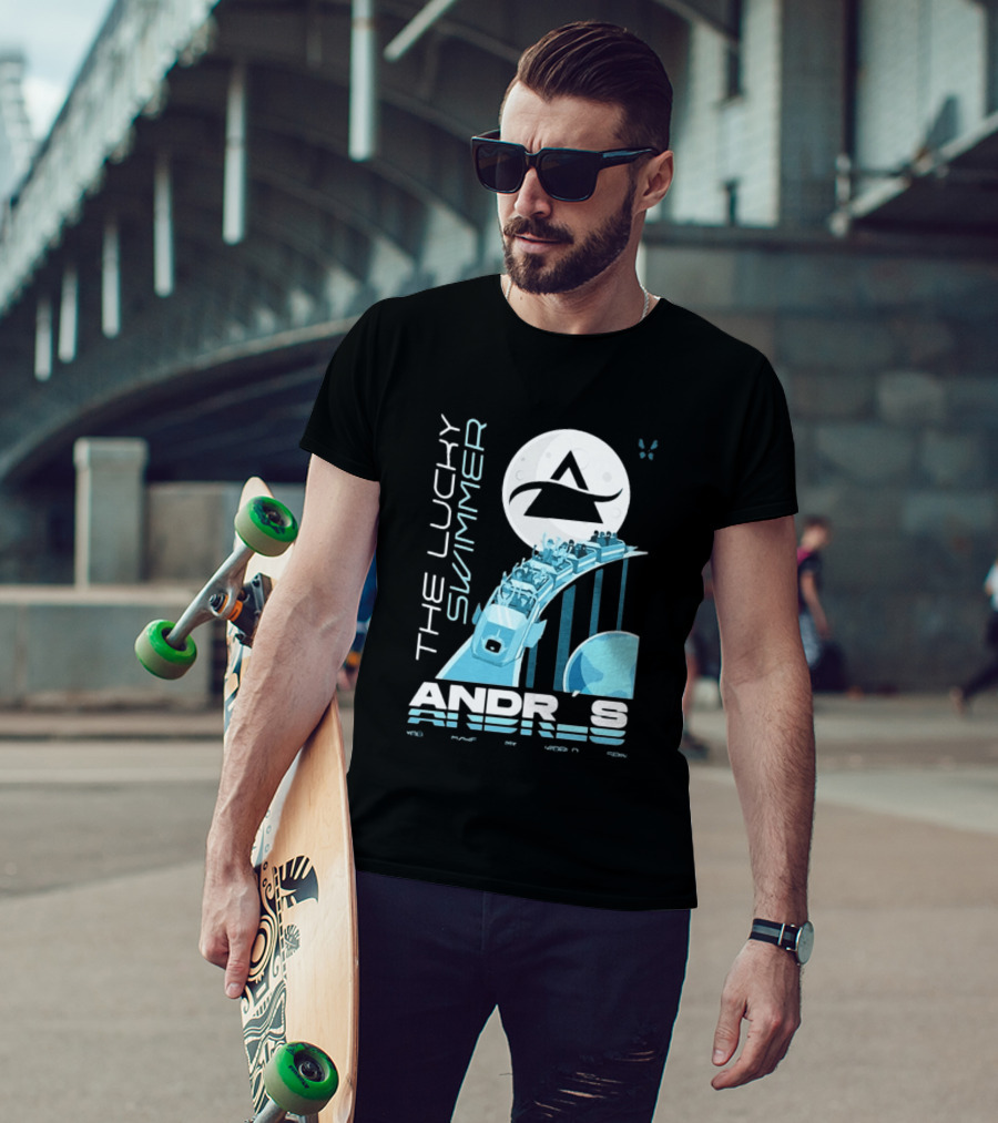 The Lucky Swimmer Andrés Roller Adventure Moon T-Shirt