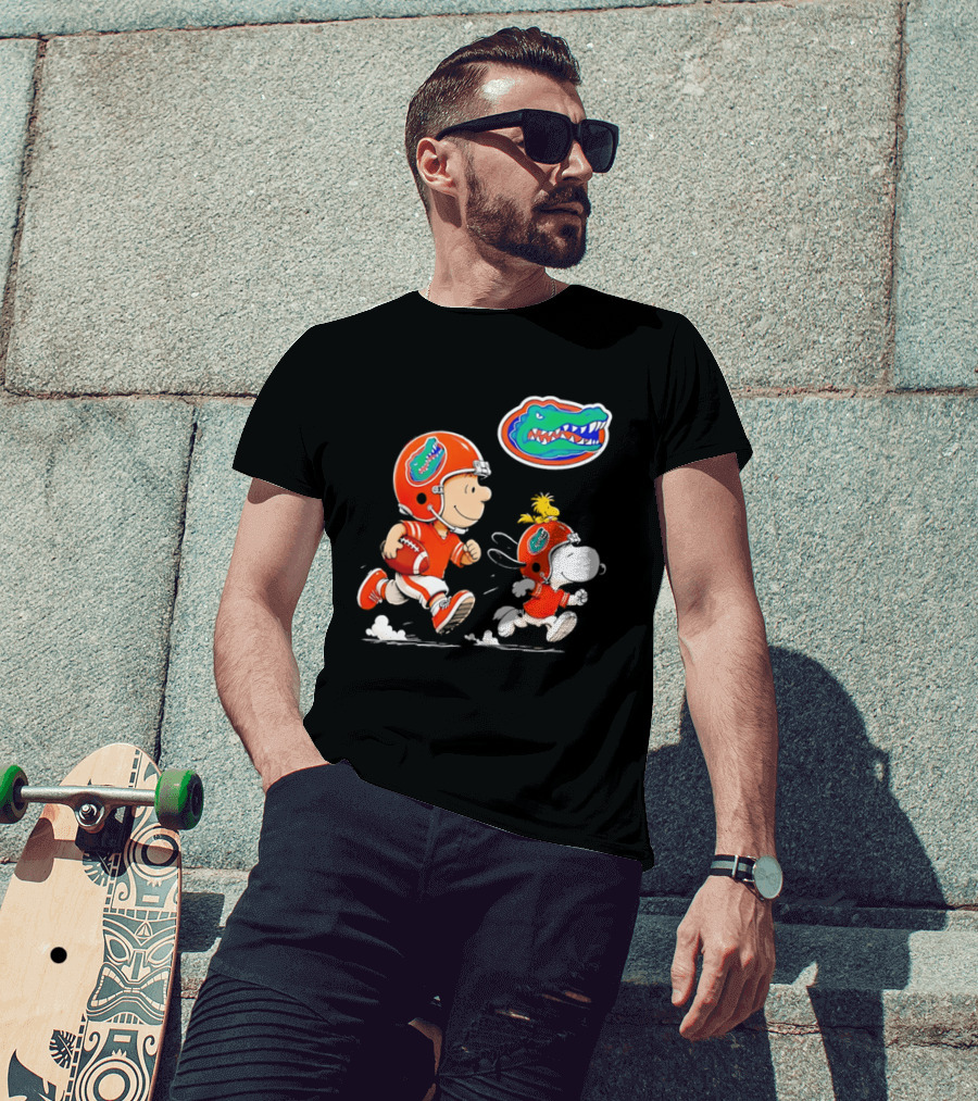 Charlie Brown Snoopy Florida Gators Football Running Kids T-Shirt
