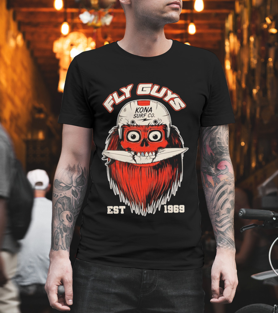 Fly Guys Kona Surf Co Est 1969 Skull Surfboard Helmet T-Shirt