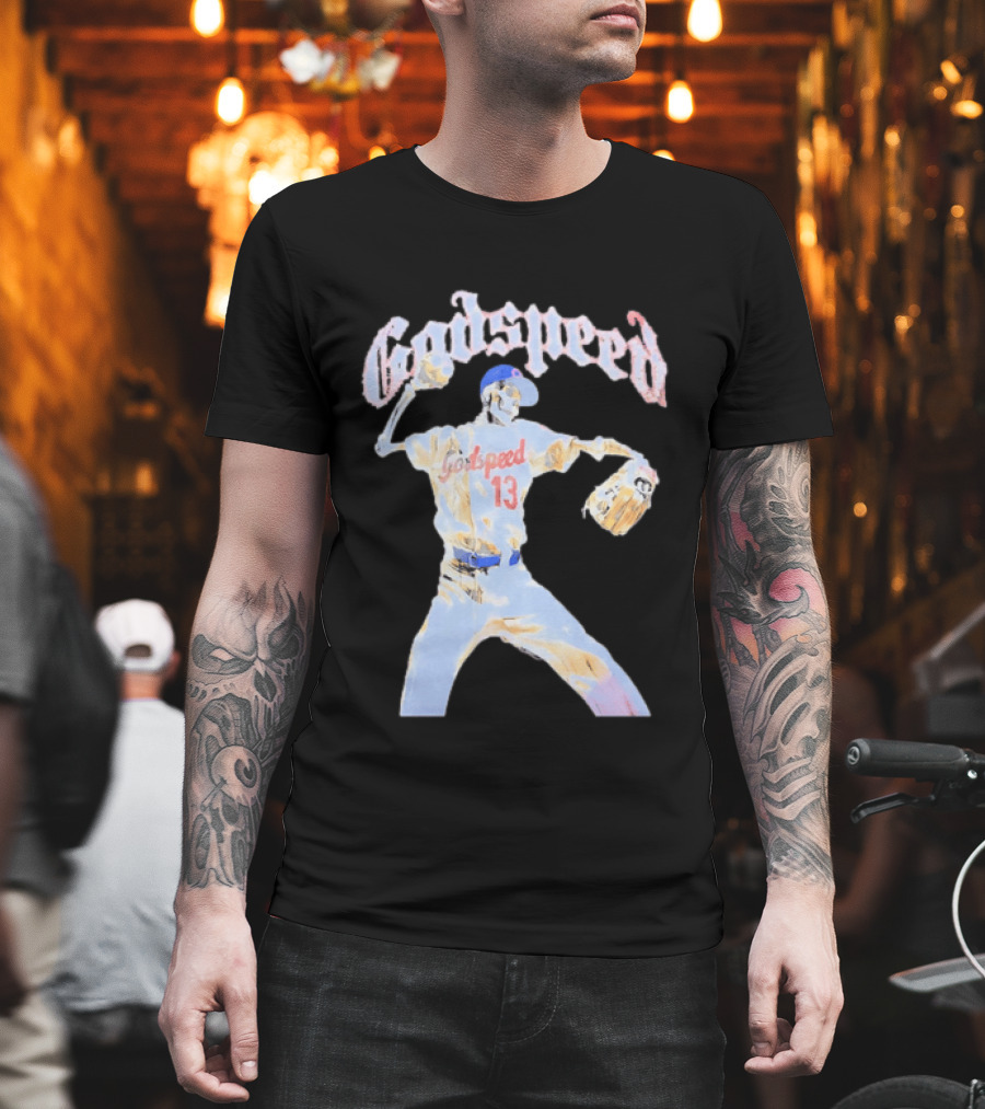 Godspeed Skeleton 13 Pitching Baseball Chicago Cubs T-Shirt