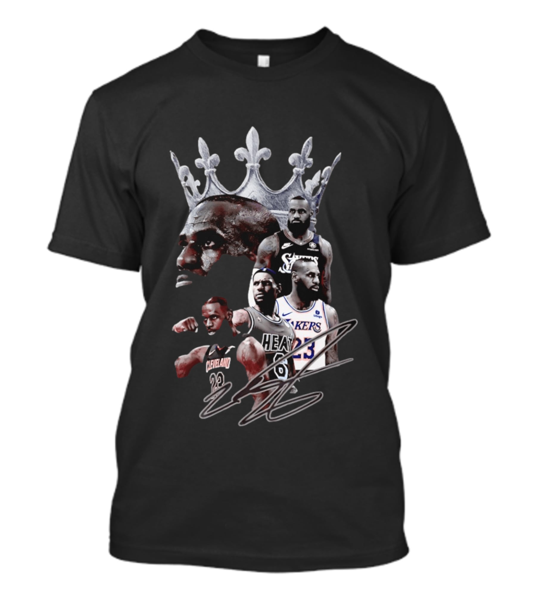 Lebron James Crown Collage Cleveland Miami Lakers Philadelphia 76ers T-Shirt