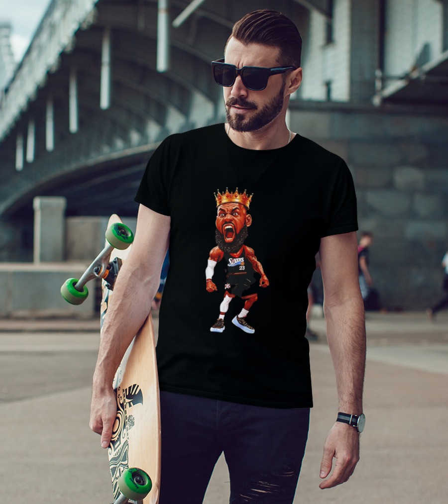 LeBron James Philadelphia 76ers King Caricature 23 Sixers T-Shirt
