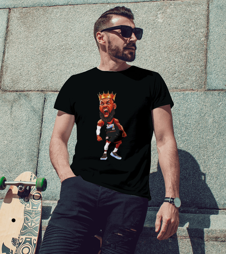 LeBron James Philadelphia 76ers King Caricature 23 Sixers T-Shirt