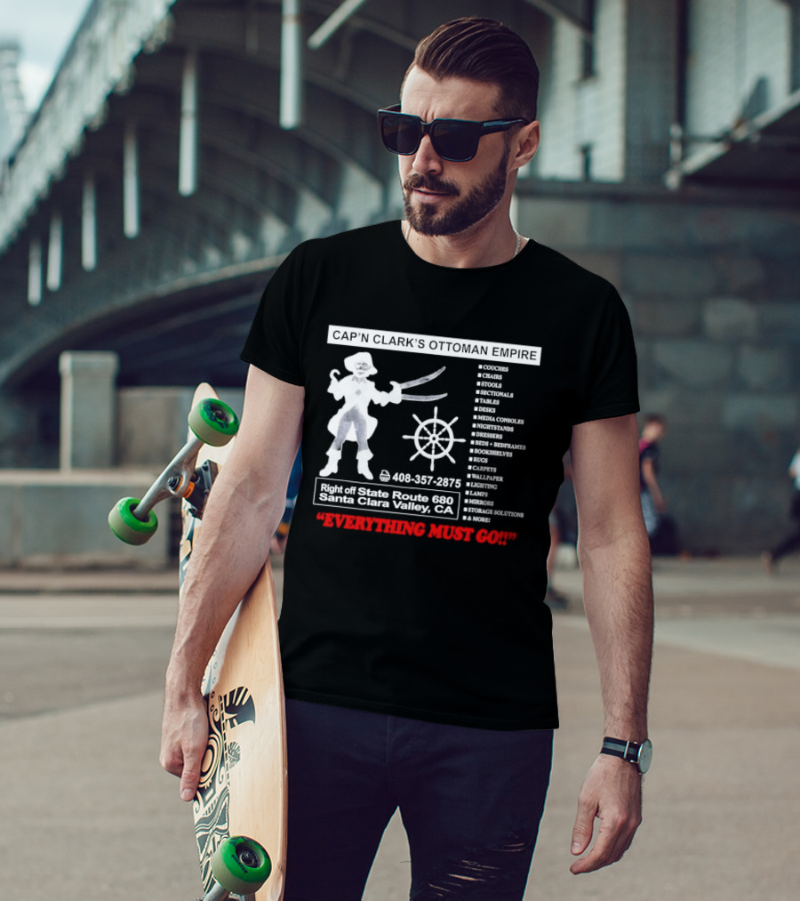 Cap'n Clark's Ottoman Empire Space Horror 2026 Santa Clara Valley Everything Must Go T-Shirt
