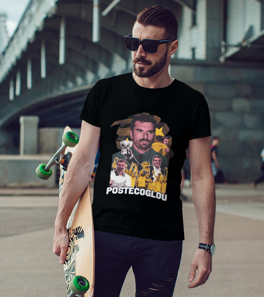 Ange Postecoglou Victory Celebration Collage Champions Cup Cahill T-Shirt