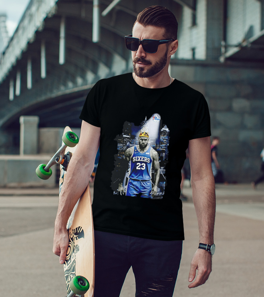 Philadelphia 76ers LeBron James NBA Sixers 23 Jersey With Crown And City T-Shirt