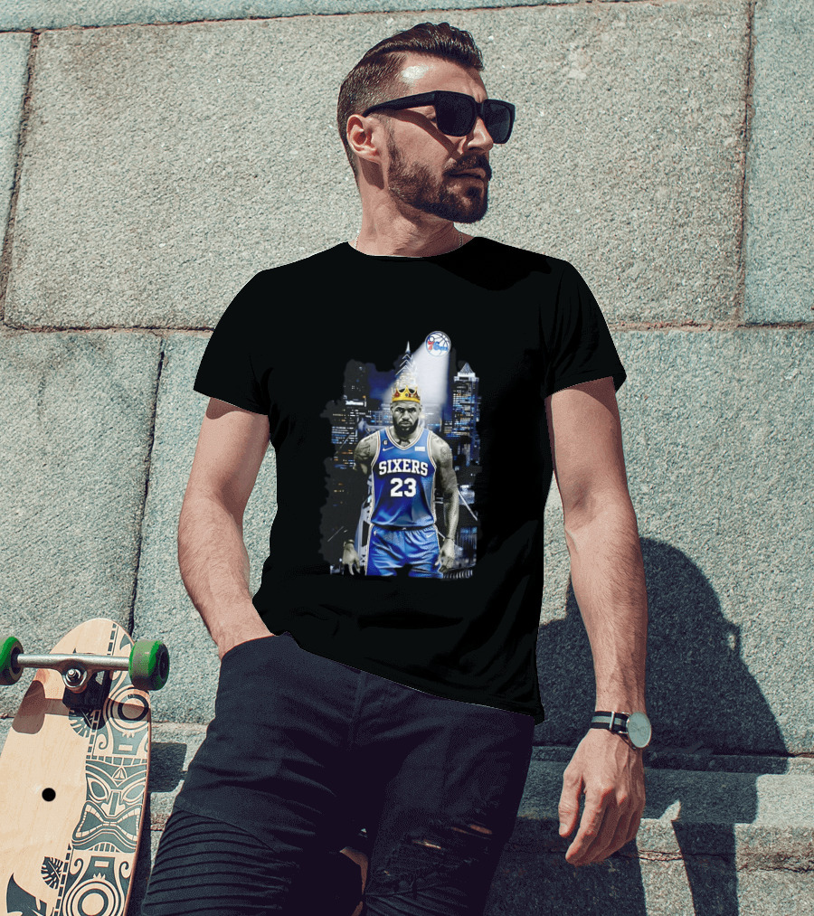Philadelphia 76ers LeBron James NBA Sixers 23 Jersey With Crown And City T-Shirt