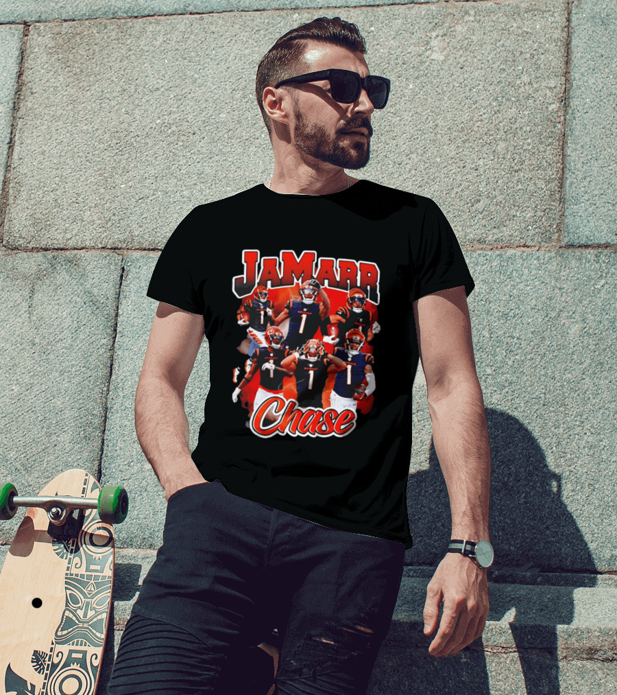 Ja'Marr Chase Cincinnati Bengals Collage Player 1 NFL Football Star T-Shirt