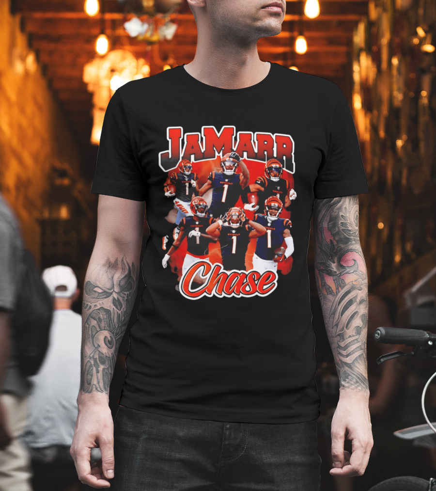 Ja'Marr Chase Cincinnati Bengals Collage Player 1 NFL Football Star T-Shirt
