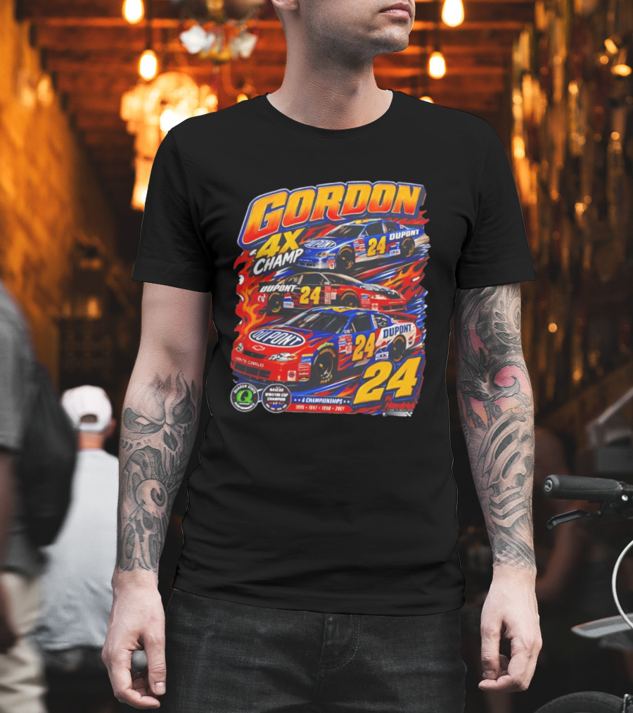 Gordon 4X Champ Number 24 Dupont Racing Car 4 Championships T-Shirt
