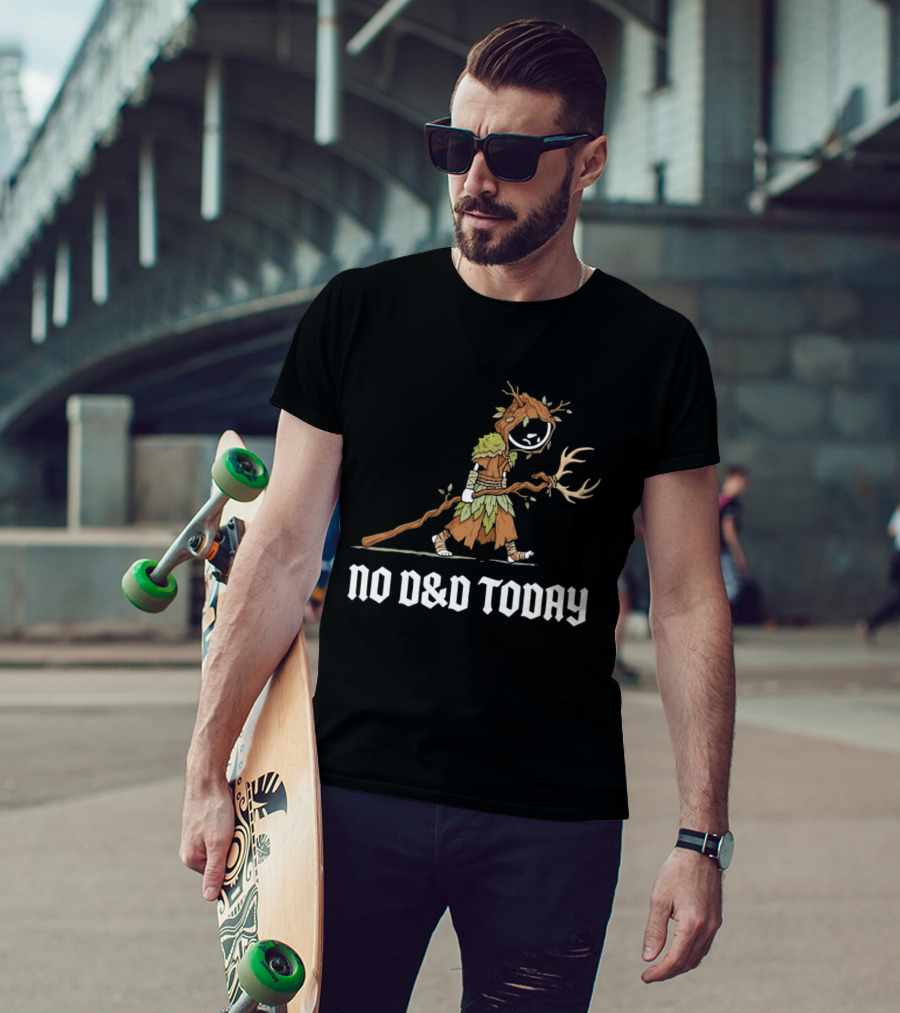 Druid Tree Costume Carrying Antler Staff No D&D Today T-Shirt