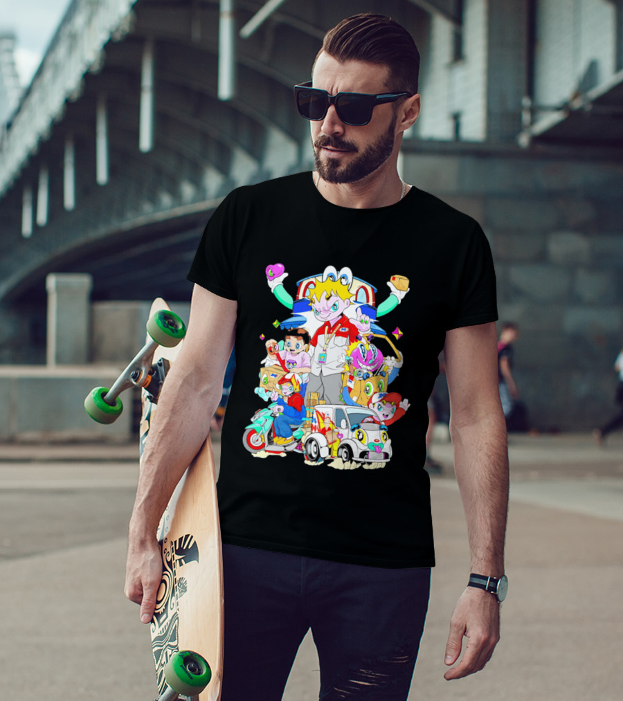 JNE Express Delivery Cartoon Characters And Van Fun Anime T-Shirt
