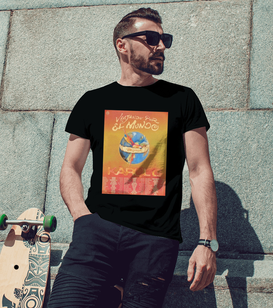 Karol G Viajando Por El Mundo Tropitour 2026 World Tour Dates Colorful Parrot T-Shirt