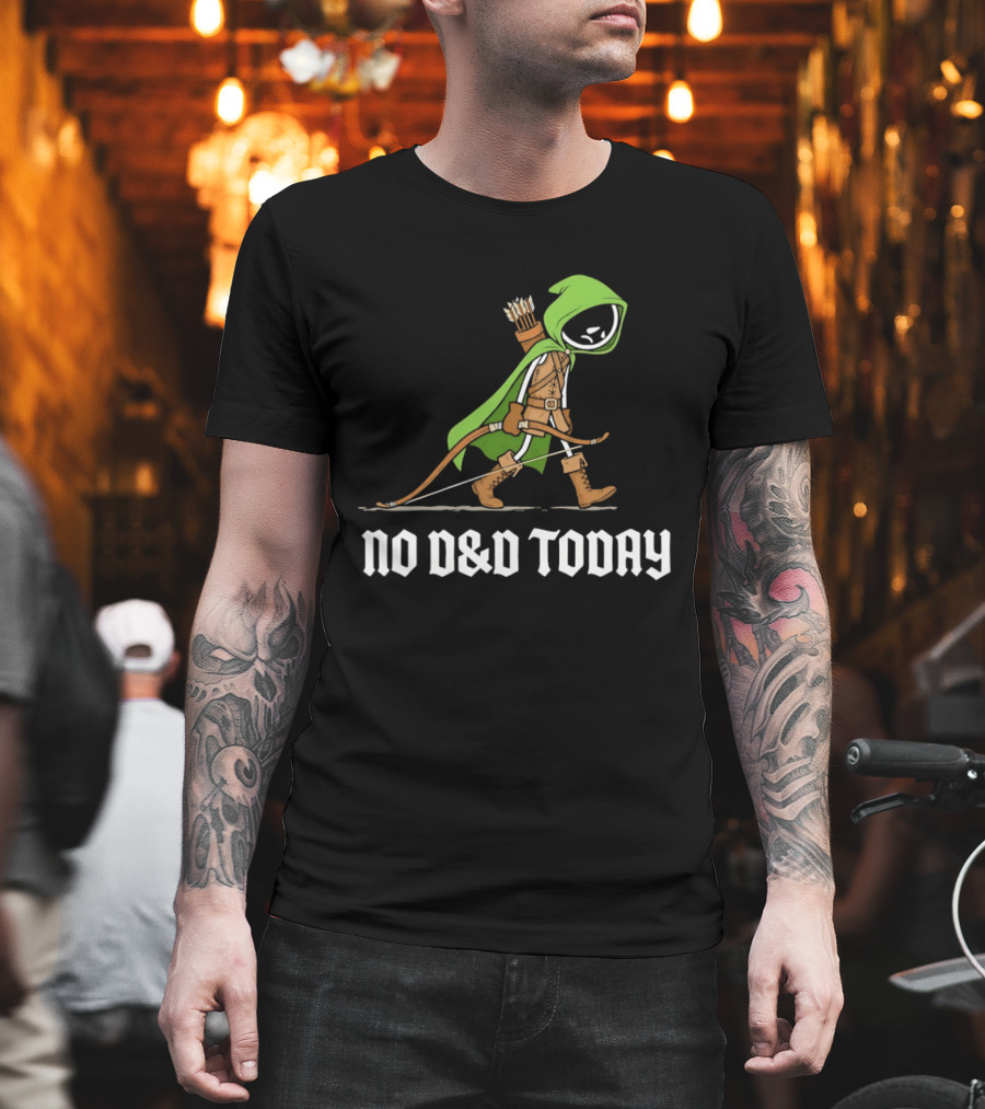 No D&D Today Ranger Cartoon Archer Green Hood Bow And Arrows T-Shirt