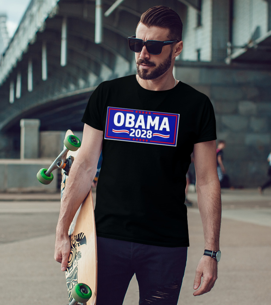 Obama 2028 Stars Stripes Political Campaign T-Shirt