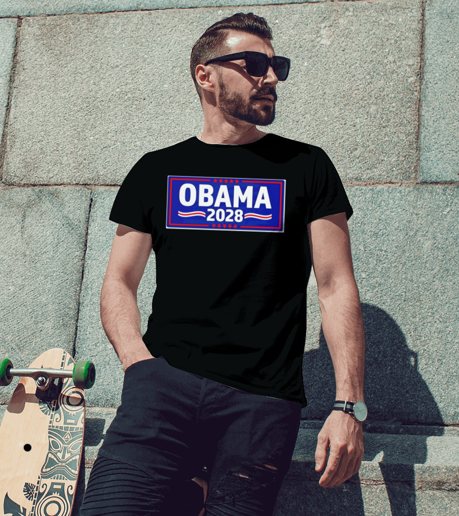 Obama 2028 Stars Stripes Political Campaign T-Shirt
