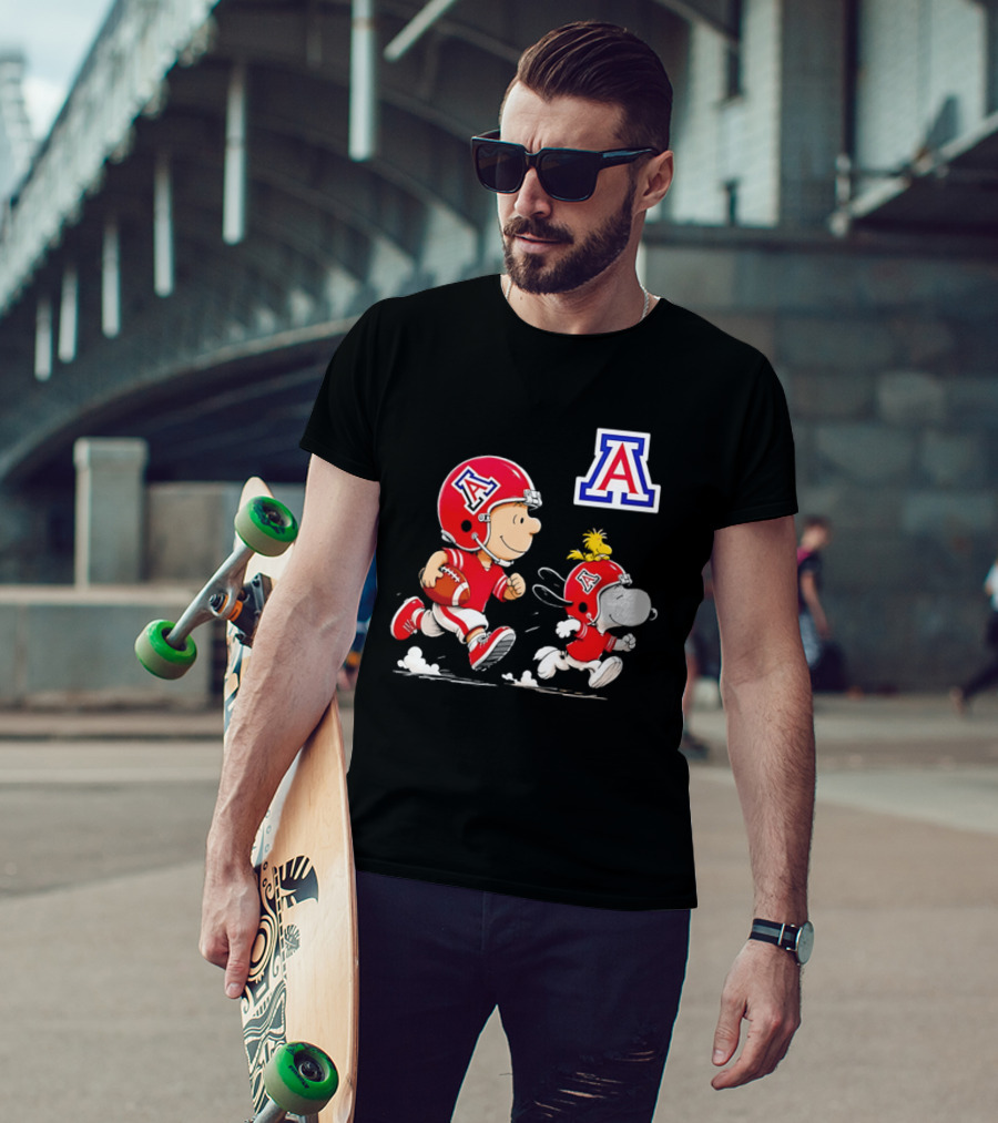 Peanuts Characters Football Arizona Wildcats Team Helmets And Jerseys T-Shirt