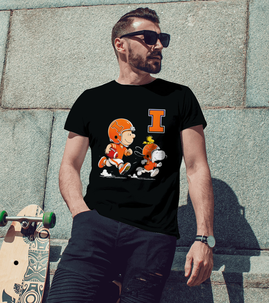 Charlie Brown Snoopy Football Running Letter I Peanuts T-Shirt