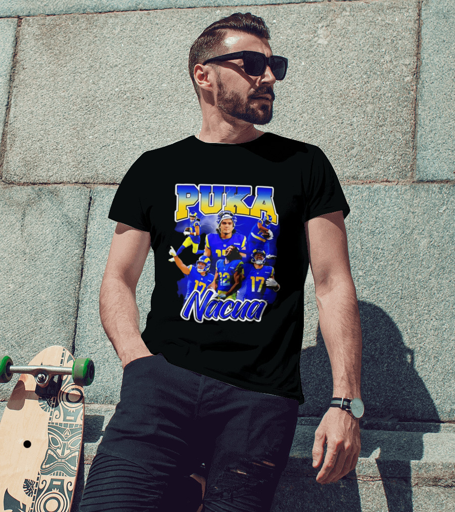 Puka Nacua Los Angeles Rams 17 Football Player Collage T-Shirt