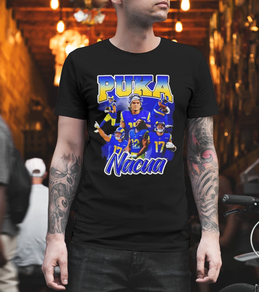 Puka Nacua Los Angeles Rams 17 Football Player Collage T-Shirt