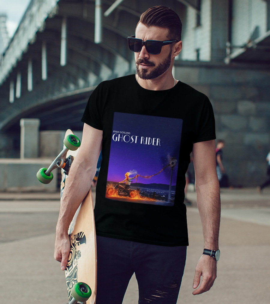 Ryan Gosling Ghost Rider Meets La La Land Lamppost Scene T-Shirt