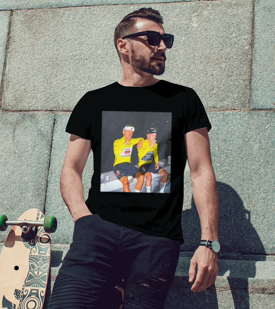 Tadej Pogačar Jonas Vingegaard Smoking LCL UAE Team Emirates Jumbo Visma Yellow Jersey T-Shirt