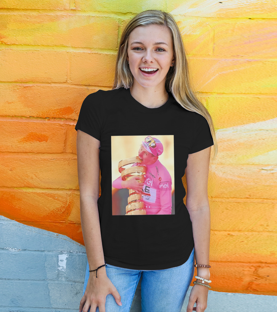 Tadej Pogačar Trophy Celebration UAE Pink Jersey T-Shirt