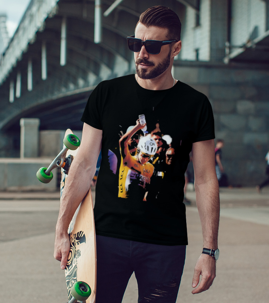 Tadej Pogačar Cooling Off With Water Bottle T-Shirt