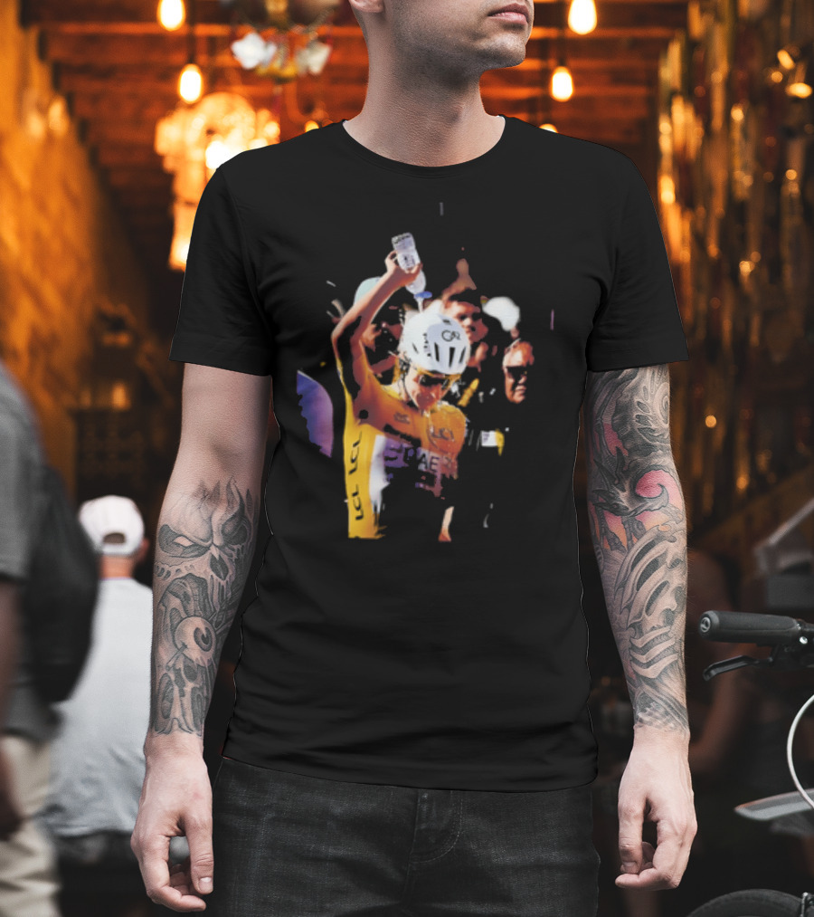 Tadej Pogačar Cooling Off With Water Bottle T-Shirt