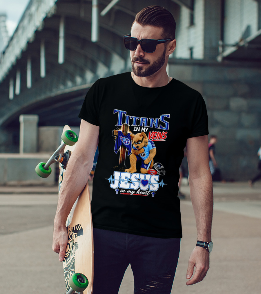 Tennessee Titans In My Veins Jesus In My Heart Rex T-Shirt